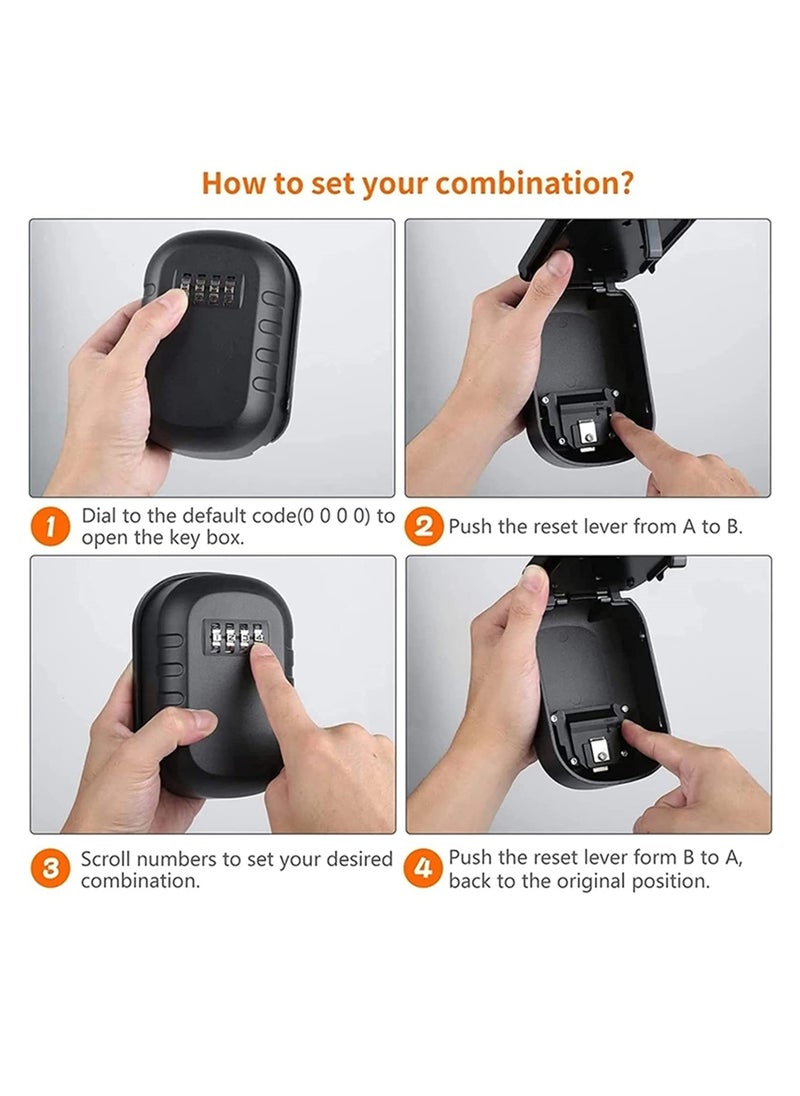 SYOSI - Key Safe Lock Box for Outside, Secure Wall Mounted Key Safe Lock Box with 4-Digit Combination Code, Includes Mounting Kit and Waterproof Cover - Outdoor House Key Storage Box - Image 1