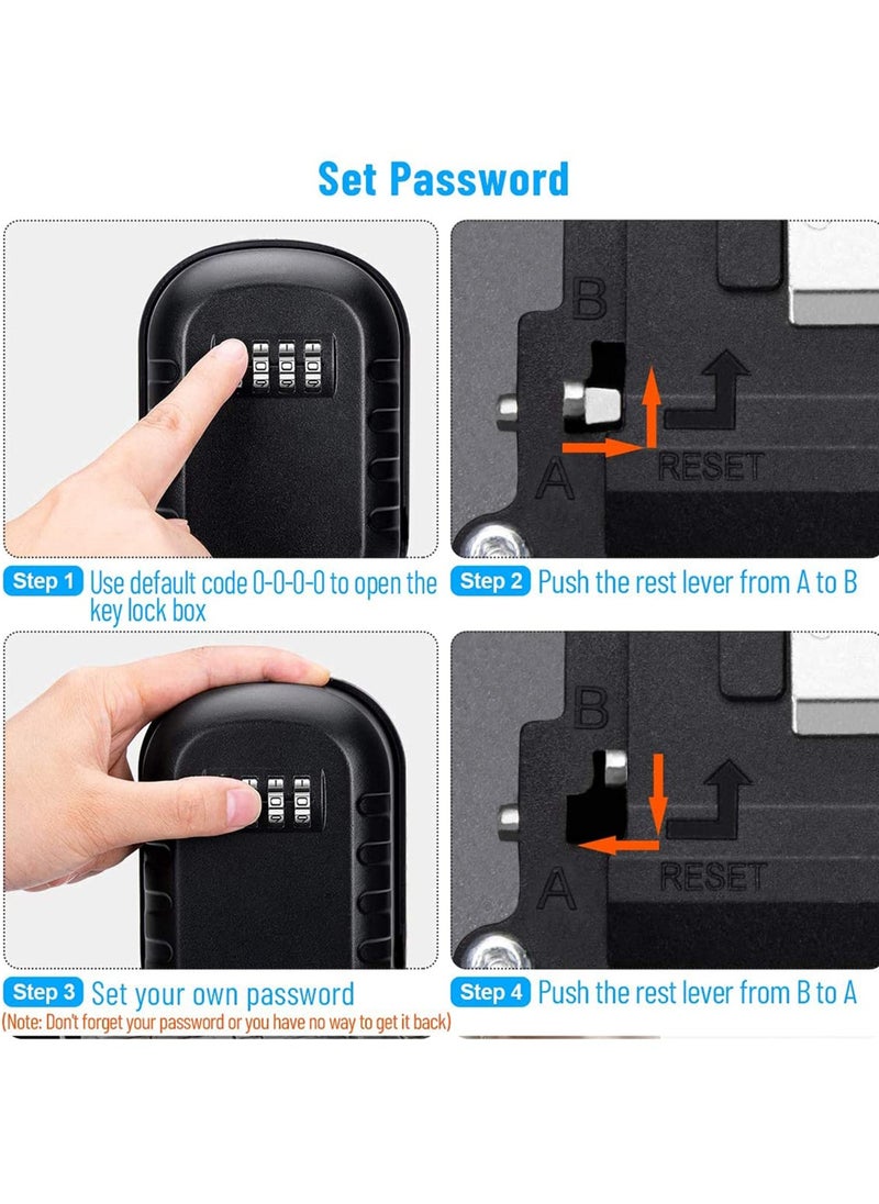 SYOSI - Key Safe Lock Box for Outside, Secure Wall Mounted Key Safe Lock Box with 4-Digit Combination Code, Includes Mounting Kit and Waterproof Cover - Outdoor House Key Storage Box - Image 1