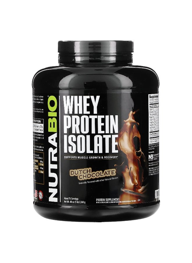NutraBio NutraBio, Whey Protein Isolate, Dutch Chocolate, 5 lb (2,268 g)  - Image 1
