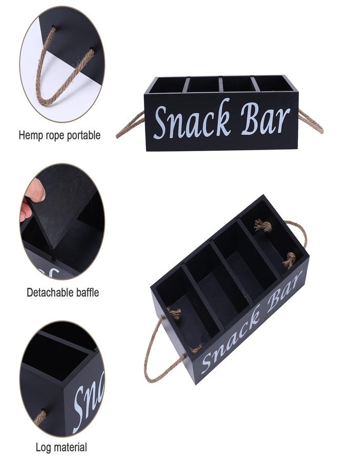 Xbopetda Snack Organizer for Countertop, Snack Basket with Handles, Snack Holder Tray Pantry Storage Container for Movie Night Snack Bar Station, Cabinet Kitchen Organizer and Storage, Black - Image 2