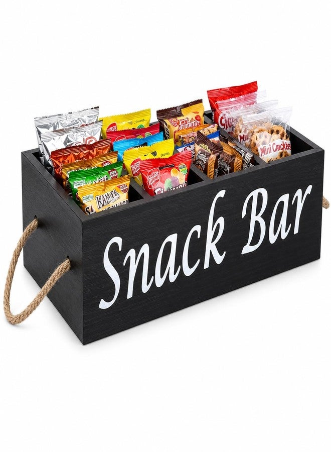 Xbopetda Snack Organizer for Countertop, Snack Basket with Handles, Snack Holder Tray Pantry Storage Container for Movie Night Snack Bar Station, Cabinet Kitchen Organizer and Storage, Black - Image 1