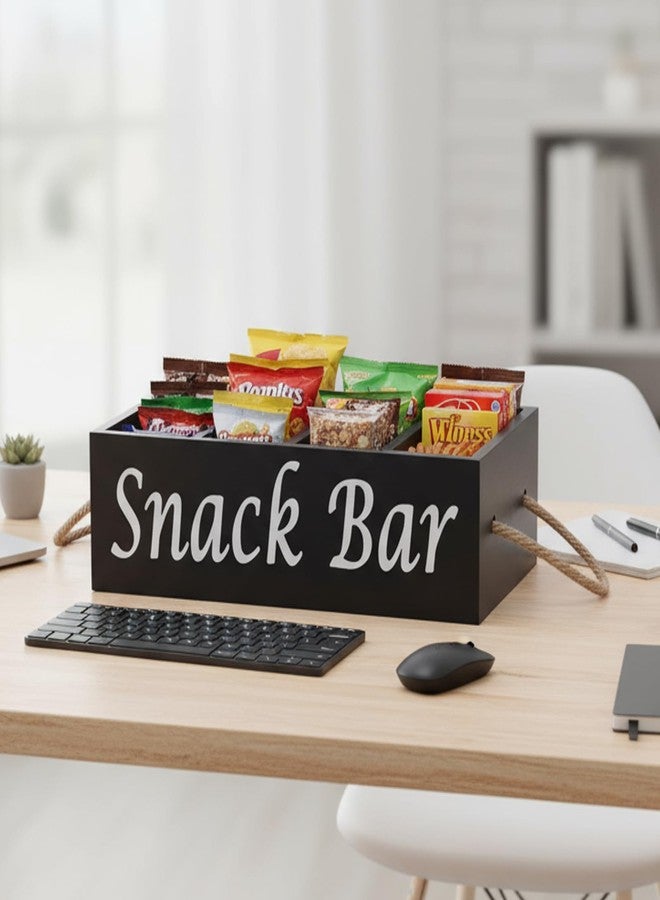 Xbopetda Snack Organizer for Countertop, Snack Basket with Handles, Snack Holder Tray Pantry Storage Container for Movie Night Snack Bar Station, Cabinet Kitchen Organizer and Storage, Black - Image 5