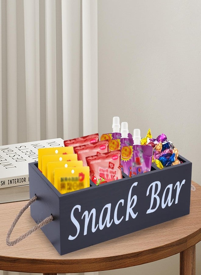 Xbopetda Snack Organizer for Countertop, Snack Basket with Handles, Snack Holder Tray Pantry Storage Container for Movie Night Snack Bar Station, Cabinet Kitchen Organizer and Storage, Black - Image 3
