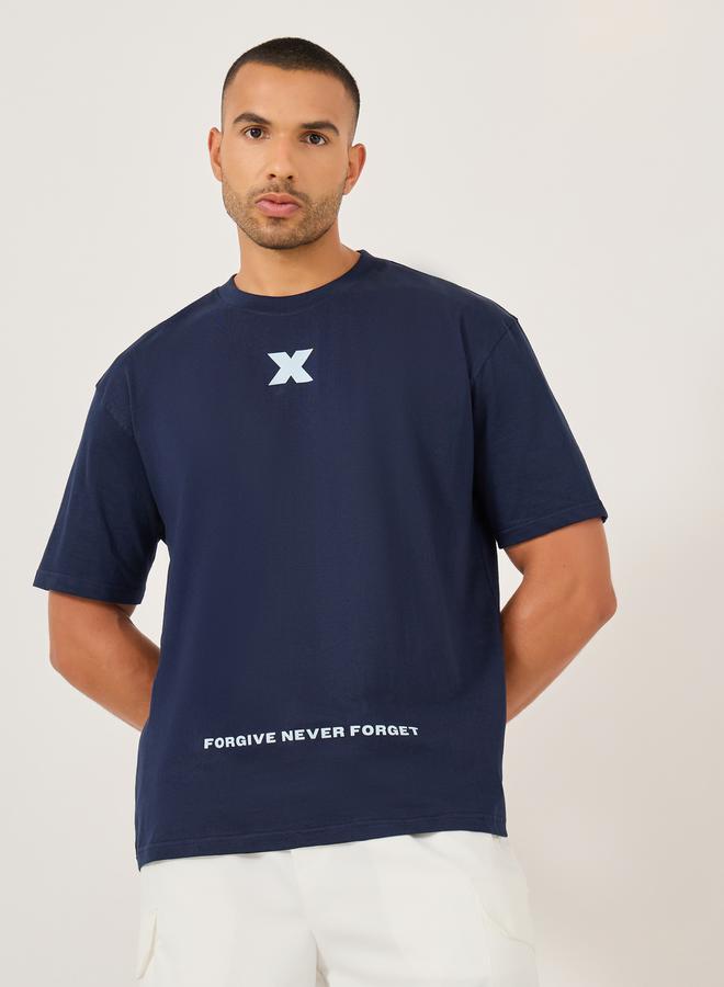 Styli Minimal Graphic Print Oversized Pure Cotton T-Shirt - Image 1