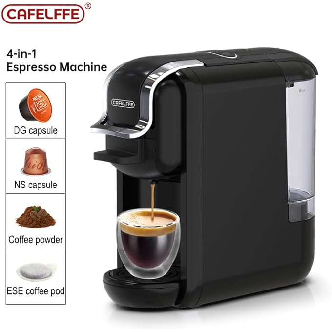 كافلف ماكينة صنع قهوة كبسولة Mk603، ضغط 19 بار، 4 في 1، ماكينة صنع قهوة إسبريسو ساخنة وباردة، متوافقة مع Nes*Dg*، مسحوق قهوة، 220 فولت، تخمير سريع، صغير الحجم، مناسب للمنزل والمكتب، سهل التنظيف، أسود - Image 3