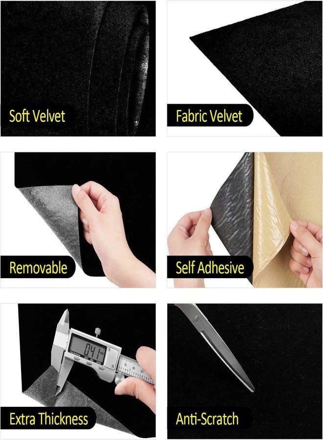 FunStick Self Adhesive Felt Fabric for Crafts - 15.8"x78.8" Velvet Fabric Roll - Soft Velvet Drawer Liners for Dresser & Jewelry Box - Black Felt Sheets - Peel & Stick Wallpaper for Cabinets & Shelves - Image 4