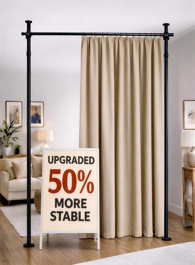 Gonnrly Room Divider Tension Rod No Drill, Adjustable 35-100" W x 43-120" H Freestanding Pole for Privacy,Room Divider Curtains,Black - Image 1