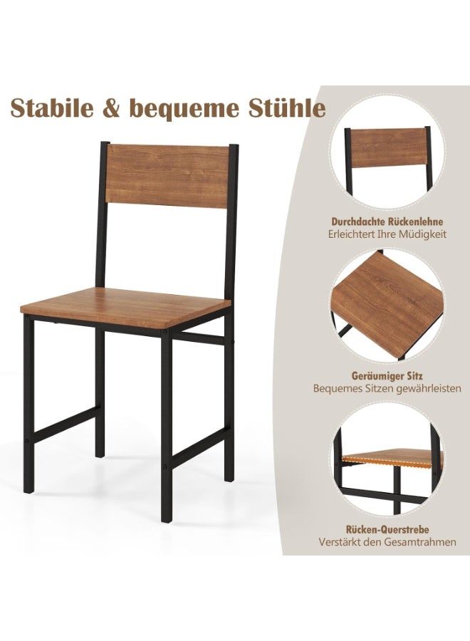 Modern 4-Piece Dining Table Set with 2 Chairs & Bench, Industrial Style Dining Room Furniture, Rectangular 110×70×76 cm Table with Storage Shelf, Compact Kitchen Table Set for Small Spaces, Sturdy Metal Frame & Durable MDF Wood – Easy Assembly - Image 5