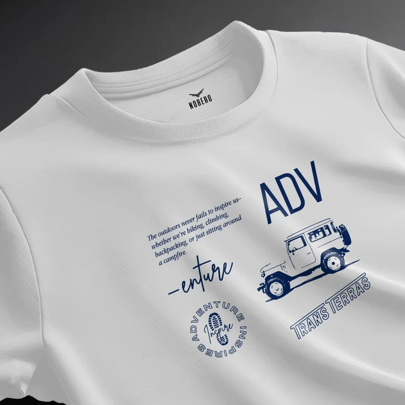 نوبيرو Men's White Cotton Typography T-Shirt