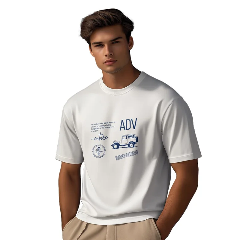 نوبيرو Men's White Cotton Typography T-Shirt