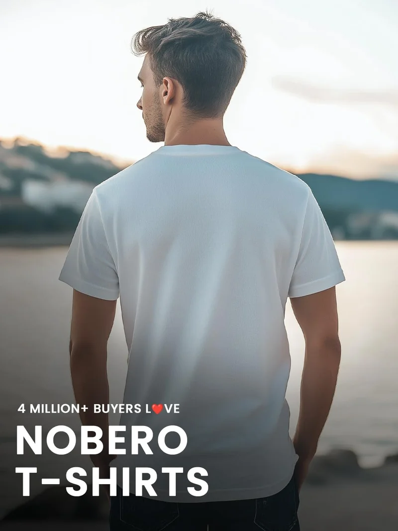 NOBERO  Men's White Cotton Typography T-Shirt for Men | Best Price UAE