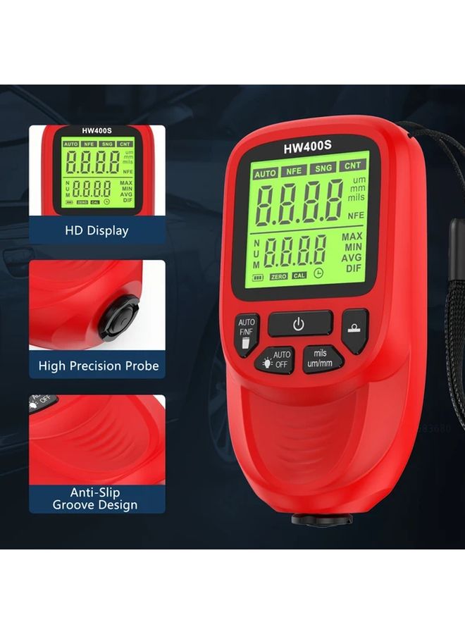 White HW400S Digital Coating Thickness Gauge Dual Fe NFe Probes 0 2000um High Precision 0 01 Accuracy LED Display - Image 5