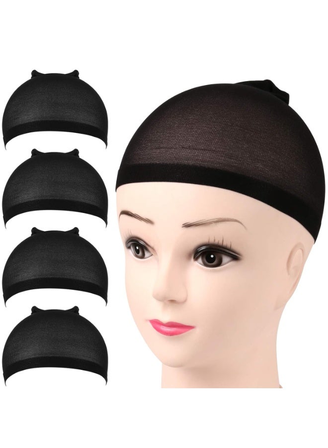 CityRiya-Long Wig Cap, Nylon Wig Caps, 4 Pieces Stocking Wig Caps for Women, Stretchy Stocking Caps for Lace Front Wigs (Black) - Image 1