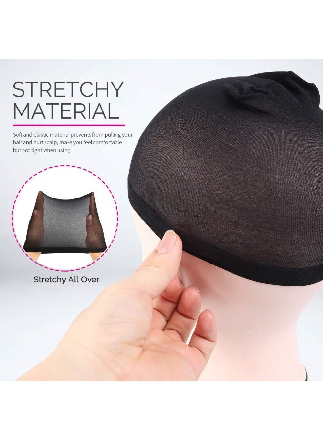 CityRiya-Long Wig Cap, Nylon Wig Caps, 4 Pieces Stocking Wig Caps for Women, Stretchy Stocking Caps for Lace Front Wigs (Black) - Image 3