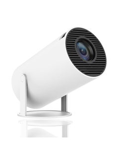 جهاز عرض ذكي صغير 4K بحجم شاشة 40-130 بوصة مع واي فاي 5G وصوت محيطي – متوافق مع أندرويد وآيفون وويندوز – أبيض
