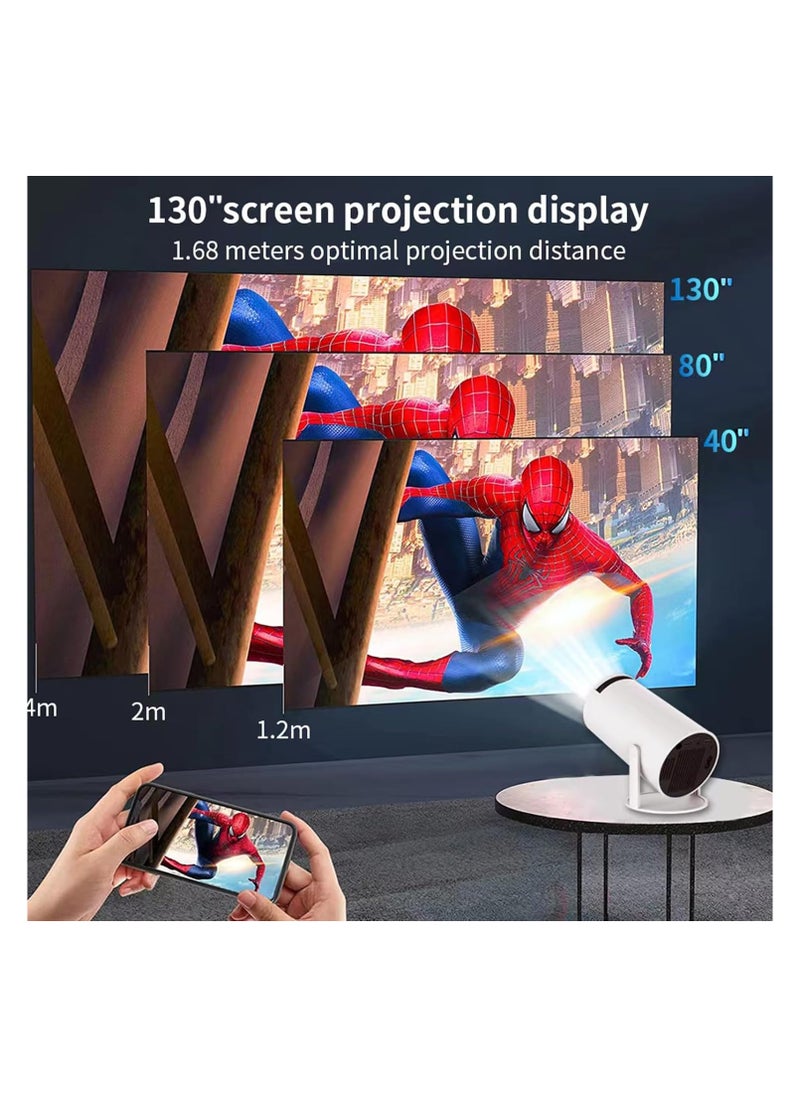 ماركة غير محددة - جهاز عرض ذكي صغير 4K بحجم شاشة 40-130 بوصة مع واي فاي 5G وصوت محيطي – متوافق مع أندرويد وآيفون وويندوز – أبيض - Image 1