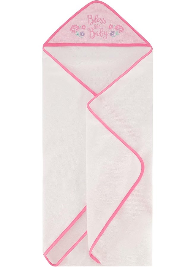 Cudlie Buttons & Stitches Baby Girl 3 Pack Rolled/Carded Hooded Towels In Bless This Baby Print - Image 4