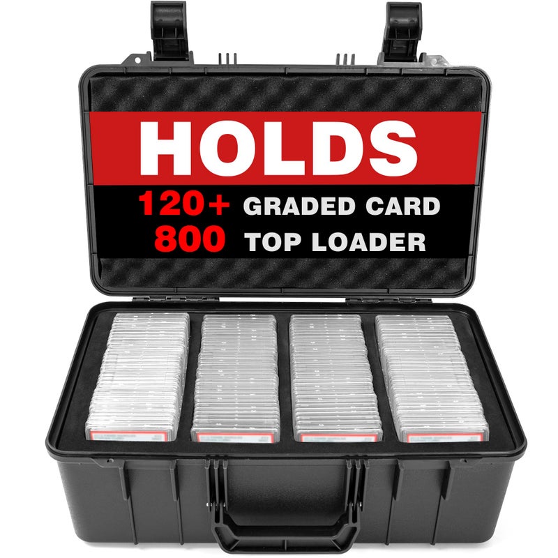 OUUTMEE Graded Card Case - Storage Box for 120+ CSG, BGS, SGC, Top Loaders Graded Sports Trading Cards with 6 EVA Foam - Image 1