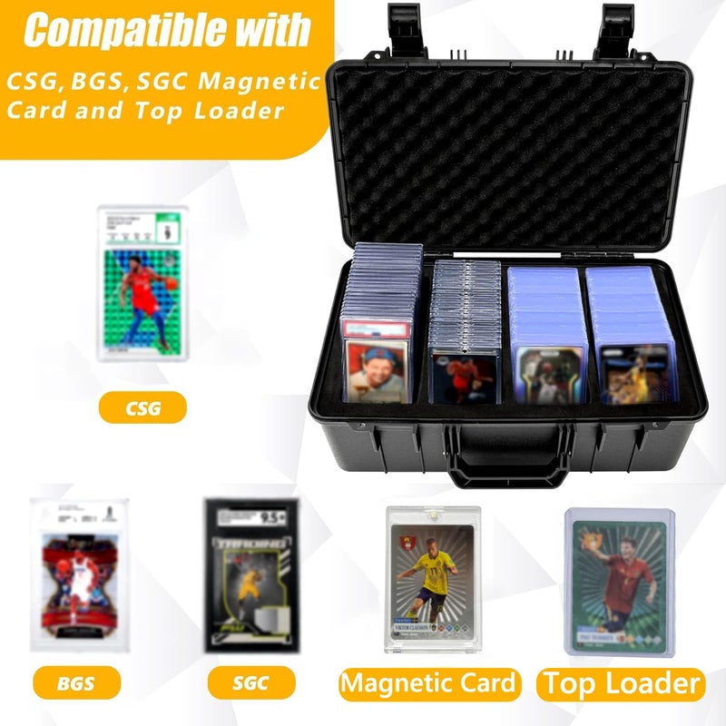 OUUTMEE Graded Card Case - Storage Box for 120+ CSG, BGS, SGC, Top Loaders Graded Sports Trading Cards with 6 EVA Foam - Image 2
