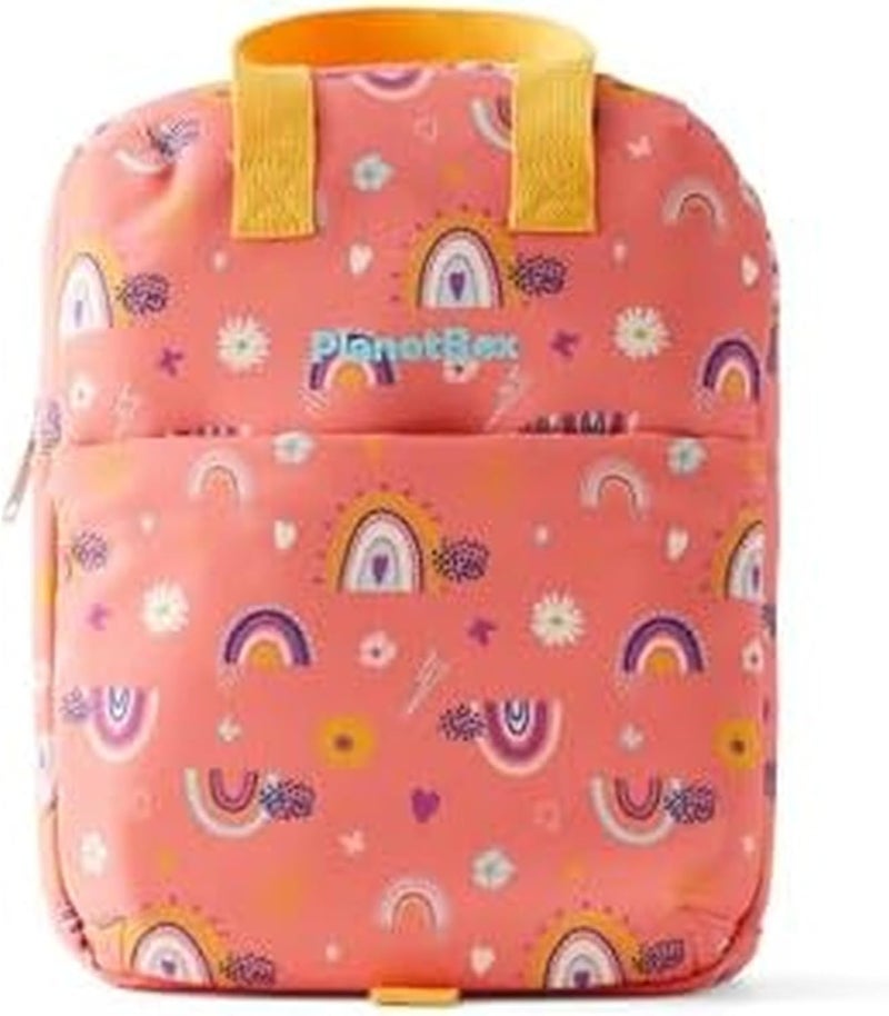 PLANETBOX Lunch Tote Bag – Peach Rainbow Edition 2-in-1 Convertible Backpack Lunch Tote with Adjustable Straps, Pockets & Water-Resistant Interior – Durable, BPA-Free, and Machine Wash Safe - Image 1