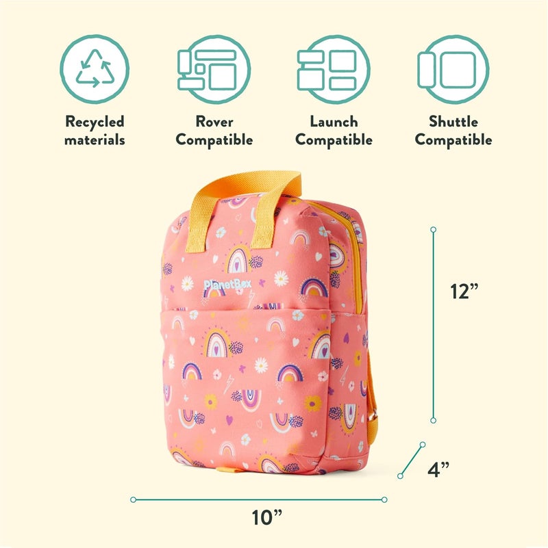 PLANETBOX Lunch Tote Bag – Peach Rainbow Edition 2-in-1 Convertible Backpack Lunch Tote with Adjustable Straps, Pockets & Water-Resistant Interior – Durable, BPA-Free, and Machine Wash Safe - Image 3