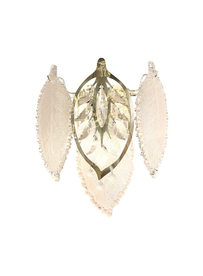 Danube Home Maples Crystal Wall Sconce For Living Room, Bedroom| Indoor Wall Light With 2 - E14 Socket (8W Bulb Not Included)| Metal+Crystal Frame, Clear Finish - L30xW30xH32cm (1 Year Warranty)