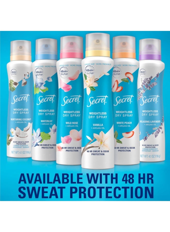 Secret Dry Spray Women's Antiperspirant Deodorant, Nurturing Waterlily and Argan Oil 116 gm 2PC - Image 5