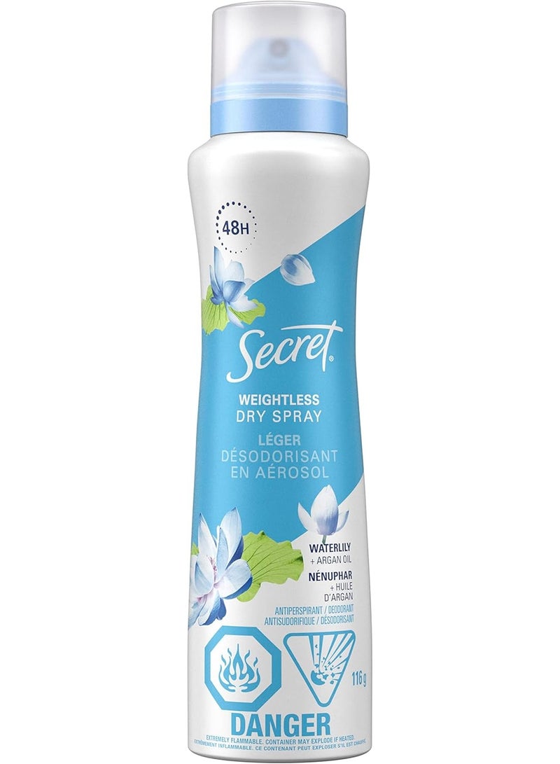 Secret Dry Spray Women's Antiperspirant Deodorant, Nurturing Waterlily and Argan Oil 116 gm 2PC - Image 4