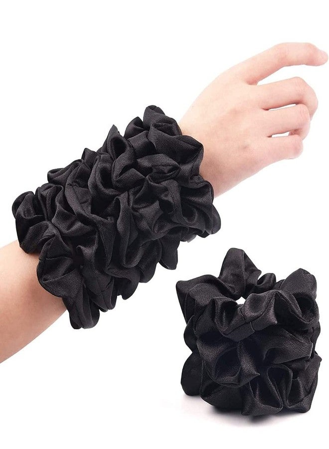 IBDA Black Stylish Satin Silk Scrunchie (Pack of 10) anti hair breakage, elastic, handmade for Women and Girls - Image 1