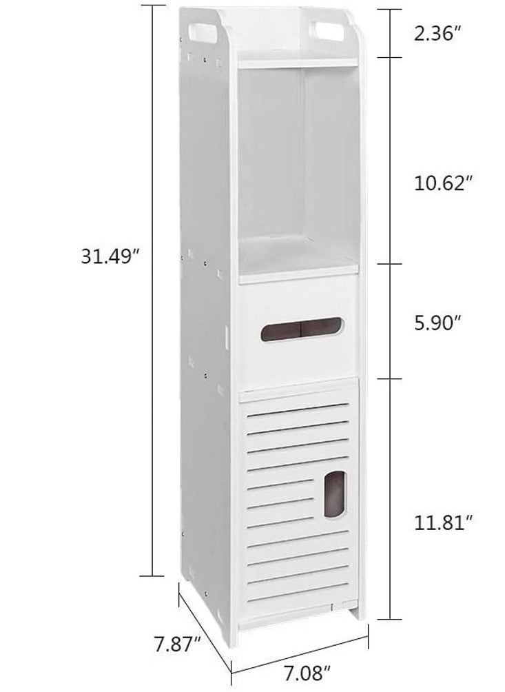 LINGWEI LINGWEI Bathroom Storage Corner Floor Cabinet White  - Image 2