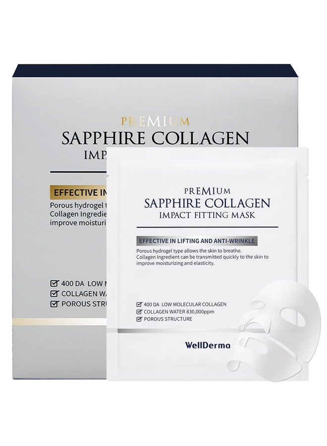 WELLDERMA Sapphire Collagen Face Mask 4ea - Overnight Hydrating & Firming Korean Hydrogel Mask with High Norwegian Collagen Content - Deep Absorption, Moisturizing, Elasticity Boost for All Skin Types - Image 1