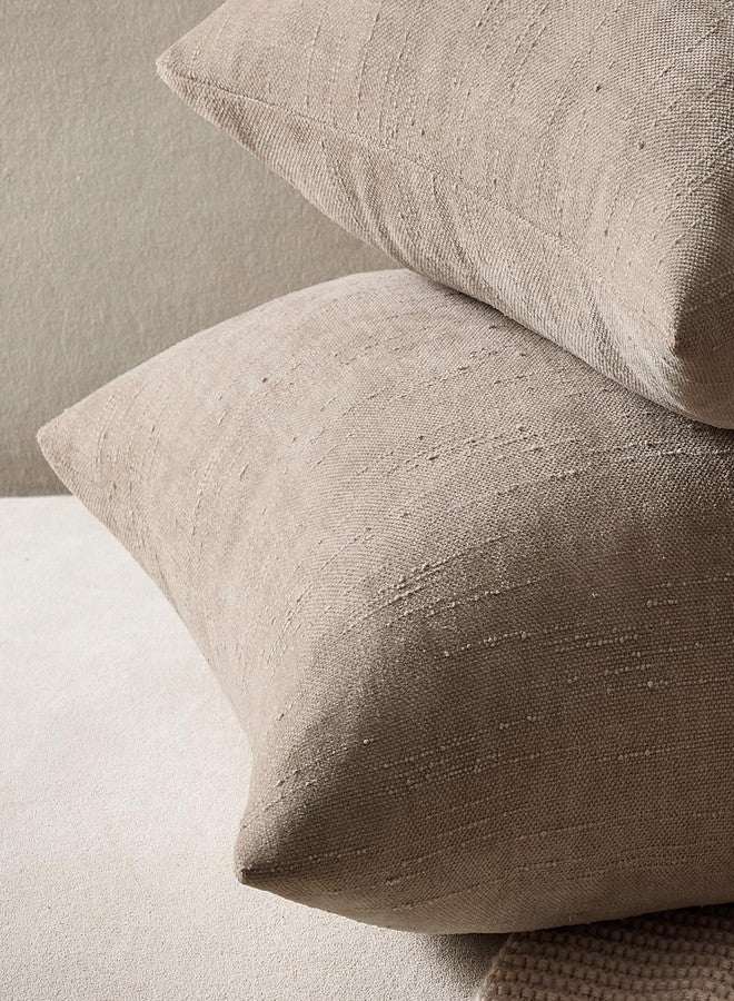 ANRODUO Pack of 2 Decorative Textured Pillow Covers Soft Light Taupe Grey Euro Accent Solid Chenille Cushion Cover Cozy Farmhouse Pillow Case for Couch Sofa Bedroom Living Room Home Decor 24x24 Inch - Image 5