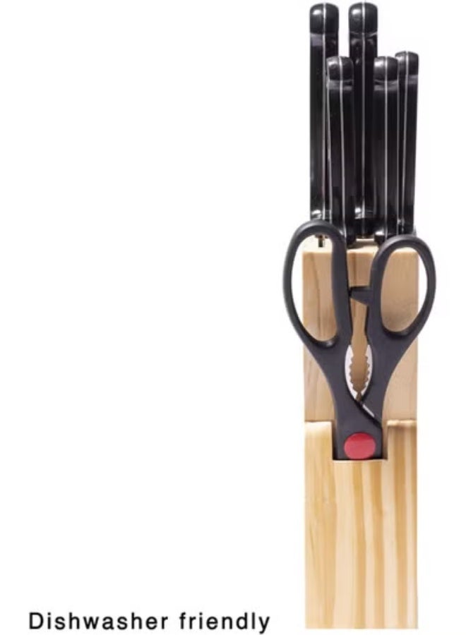 طقم سكاكين بشفرات من الفولاذ المقاوم للصدأ (حامل خشبي) (7 قطع) - Image 5