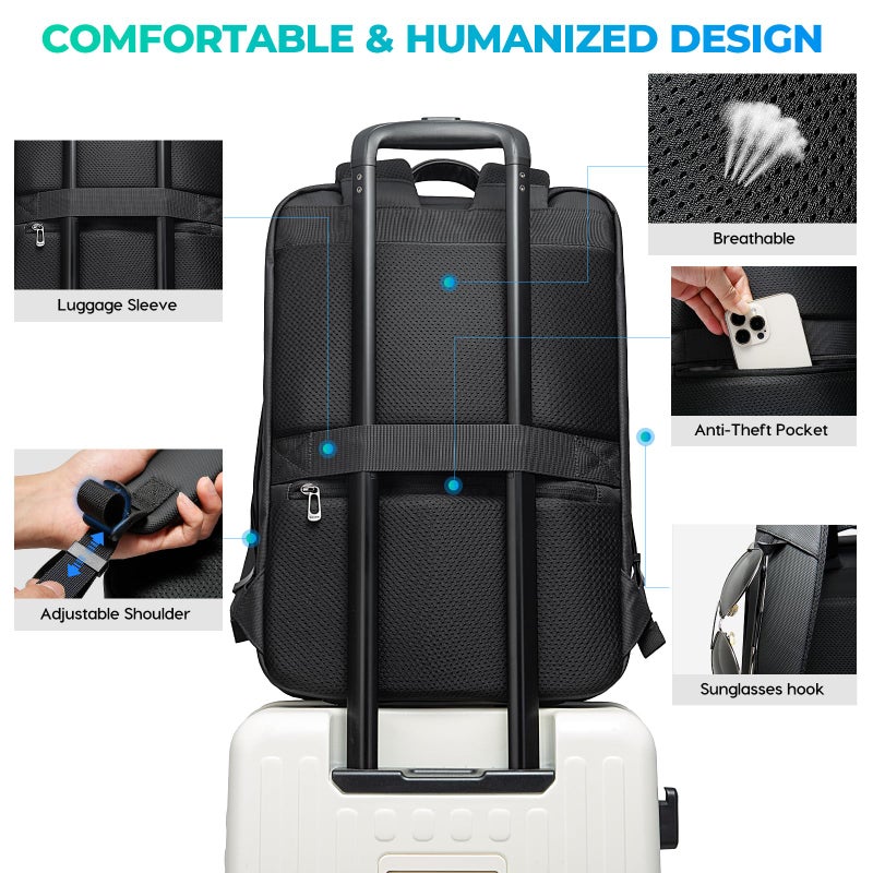 BANGE Men's Laptop Backpack for 17.3Inch Notebook,Waterproof Fashion Travel Backpacks,High Tech Backpack with Water Bottle, Work Business Backpacks for Men and Women - Image 5