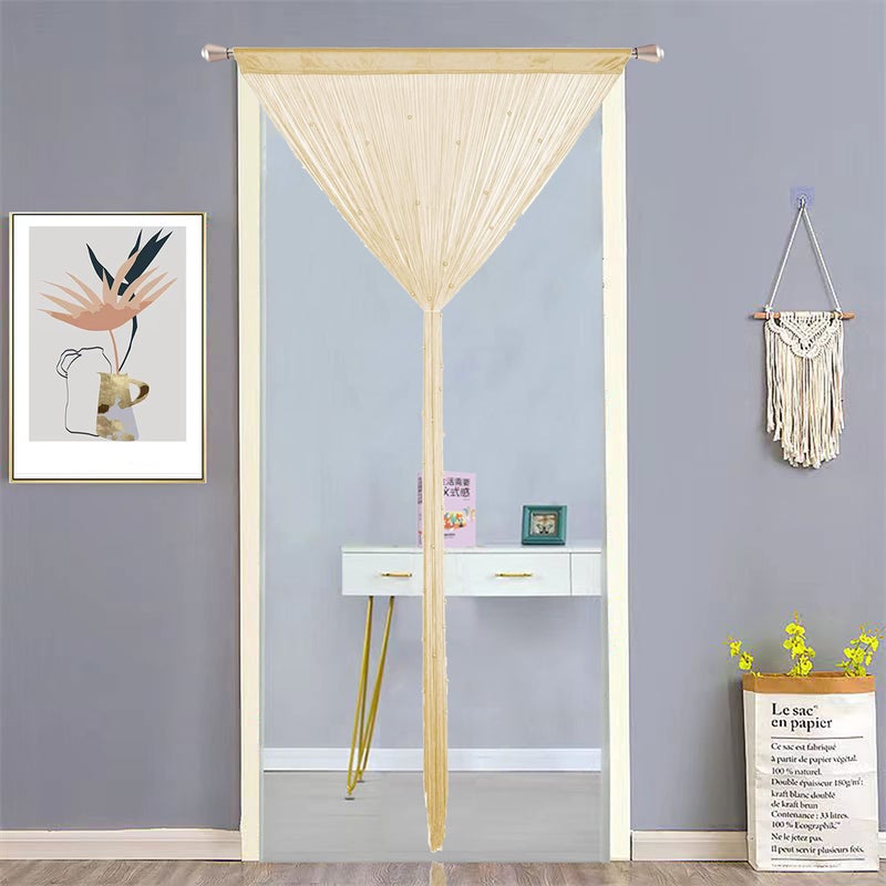 HSYLYM Beaded Doorway Curtain Door Beads Dense String Curtains Fringe Hippie Perfect for Wall Hanging Decor Room Divider Privacy Doors Window Closet Doorways Decorations (100x280cm Beige) - Image 3