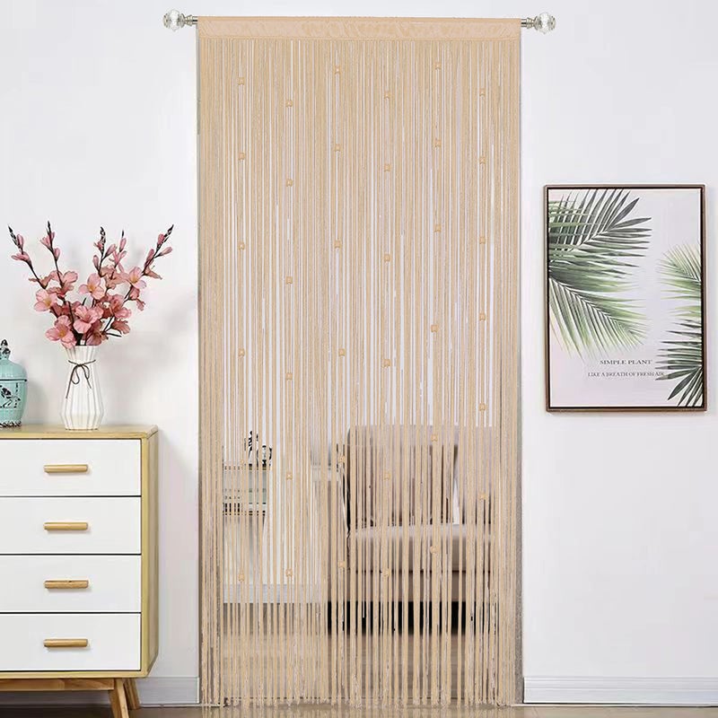 HSYLYM Beaded Doorway Curtain Door Beads Dense String Curtains Fringe Hippie Perfect for Wall Hanging Decor Room Divider Privacy Doors Window Closet Doorways Decorations (100x280cm Beige) - Image 1
