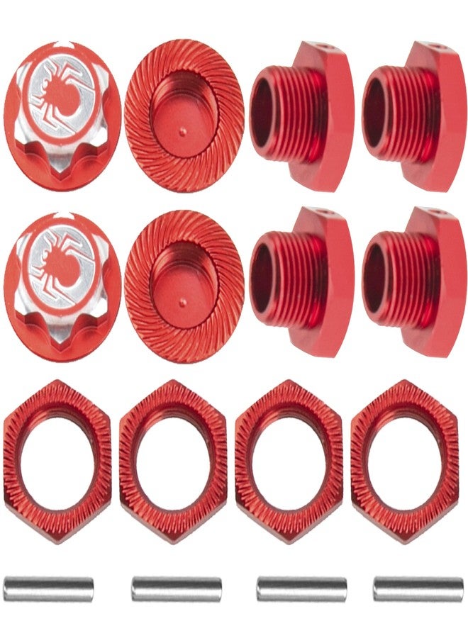 Vgoohobby 17mm Wheel Hex Cover Lock Anti-Skid Dust Nut & 17mm Wheel Hex Hubs Tires Adapter Compatible with Traxxas HPI HSP Losi Axial Kyosho Tamiya Redcat Himoto 1/8 RC Car (Red) - Image 1