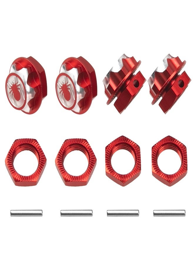 Vgoohobby 17mm Wheel Hex Cover Lock Anti-Skid Dust Nut & 17mm Wheel Hex Hubs Tires Adapter Compatible with Traxxas HPI HSP Losi Axial Kyosho Tamiya Redcat Himoto 1/8 RC Car (Red) - Image 2