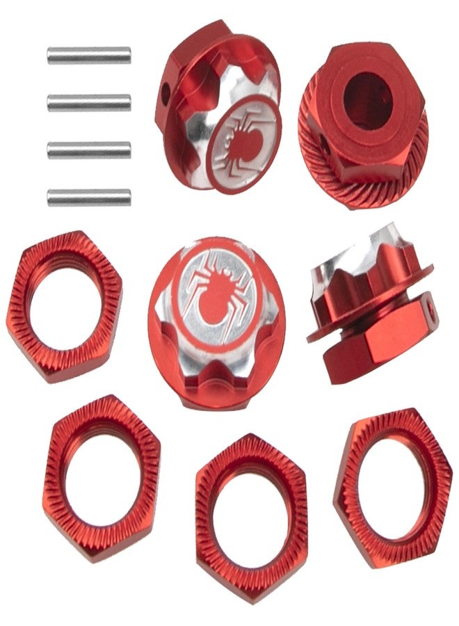 Vgoohobby 17mm Wheel Hex Cover Lock Anti-Skid Dust Nut & 17mm Wheel Hex Hubs Tires Adapter Compatible with Traxxas HPI HSP Losi Axial Kyosho Tamiya Redcat Himoto 1/8 RC Car (Red) - Image 3