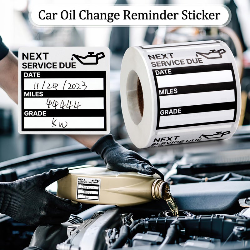 GUEER for Oil Change Stickers Vinyl 300 Pcs 2â€x 2â€ Service Black Stickers, Next Service Due Reminder Sticker Labels, Easy to Write on, Easy to Peel with No Residue - Image 5