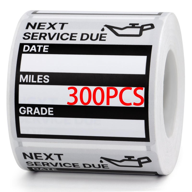 GUEER for Oil Change Stickers Vinyl 300 Pcs 2â€x 2â€ Service Black Stickers, Next Service Due Reminder Sticker Labels, Easy to Write on, Easy to Peel with No Residue - Image 1