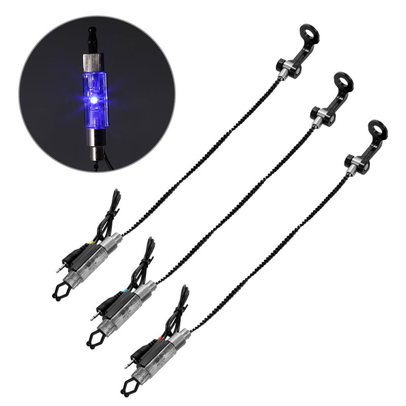 COONOR Fishing Bite Alarm Set with LED Signals High Output Speaker, 2 Pack Aluminum Alloy Banksticks Adjustable 34cm to 56cm with Tapered Point - Illuminated Swingers with Bright LED for Night Fishing, Water - Image 5