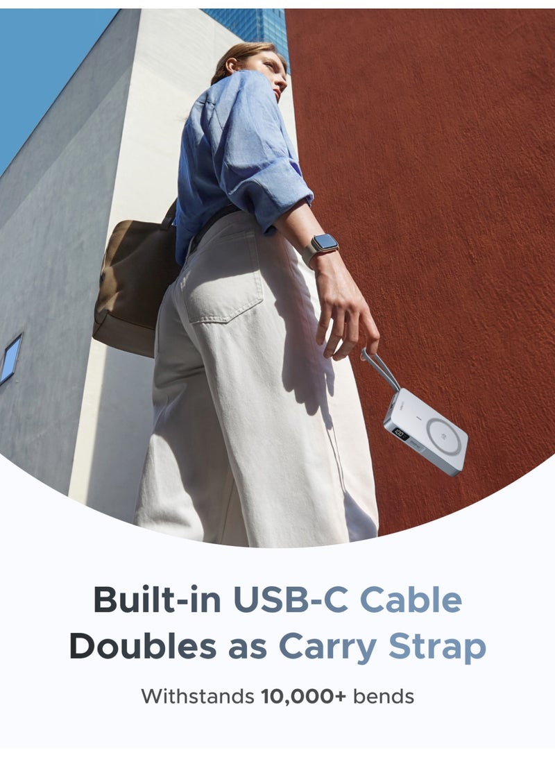 Ugreen Magflow Qi2 25W Power Bank Wireless Portable Charger Magnetic Battery Pack Magsafe PD30W Fast Wired Two-Way Charging Built-in Type C Cable With Real-time Battery Display for iPhone Series - - Image 5