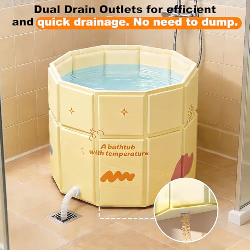 COBOPANDA Portable Bathtub for Kids 27.5"x31.5" Collapsible Cold Plunge Bathtub Foldable No Installation Ice Bath Tub for Shower Stall, Bathroom Hot SPA Soaking Standing Tub - Image 5