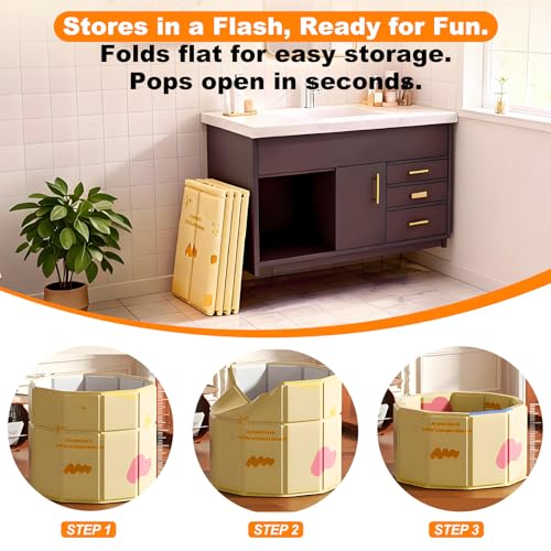 COBOPANDA Portable Bathtub for Kids 27.5"x31.5" Collapsible Cold Plunge Bathtub Foldable No Installation Ice Bath Tub for Shower Stall, Bathroom Hot SPA Soaking Standing Tub - Image 4
