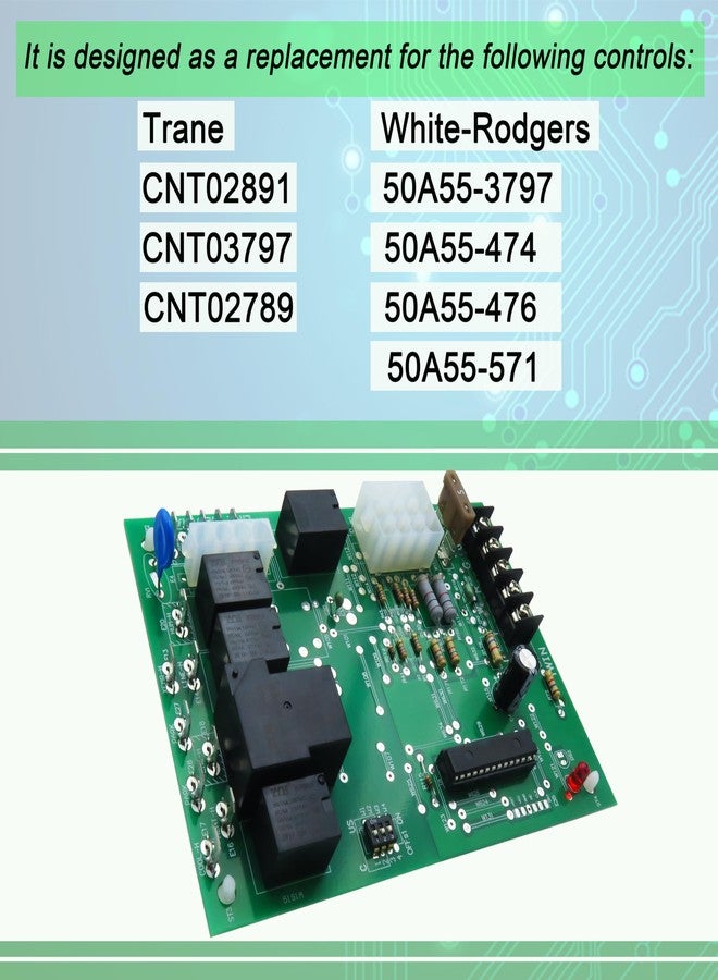 DDORUU 50A55-3797 Furnace Control Board,Replacement for White-Rodgers 50A55-3797 50A55-474 50A55-476 50A55-571.Replacement for Trane Single Stage CNT02891 CNT03797 CNT02789 Integrated Furnace Control - Image 2