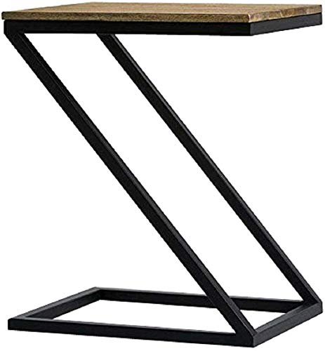 JGS Wooden Iron Z Shape Bedside Tables for Bedroom Telephone Table End Table for Living Room Flower Pot Night Stand Table Accent Table Office Furniture for Home Black