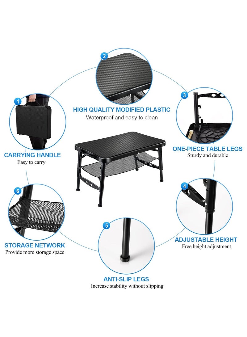 المؤسس مجموعة طاولة قابلة للطي والسحب، تخييم محمولة خفيفة الوزن لكنها اكثر متانة مع مقعد قابل للتعديل للنزهات والشاطئ وصيد الاسماك ورحلات المشي لمسافات طويلة وحفلات الشواء والحفلات، بلاستيك، أسود - Image 2