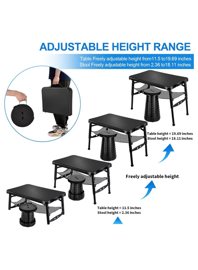 المؤسس مجموعة طاولة قابلة للطي والسحب، تخييم محمولة خفيفة الوزن لكنها اكثر متانة مع مقعد قابل للتعديل للنزهات والشاطئ وصيد الاسماك ورحلات المشي لمسافات طويلة وحفلات الشواء والحفلات، بلاستيك، أسود - Image 3