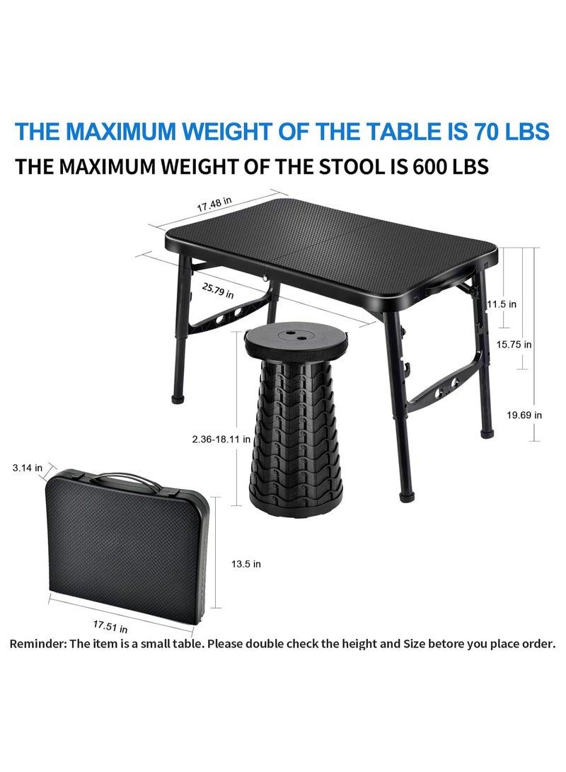 المؤسس مجموعة طاولة قابلة للطي والسحب، تخييم محمولة خفيفة الوزن لكنها اكثر متانة مع مقعد قابل للتعديل للنزهات والشاطئ وصيد الاسماك ورحلات المشي لمسافات طويلة وحفلات الشواء والحفلات، بلاستيك، أسود - Image 4